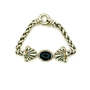 Kabana Sterling Silver & 14 Kt Gold Black Onyx Bracelet